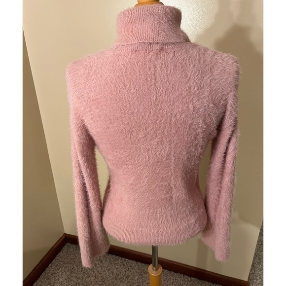 INC International Concepts Pink Blush Eyelash Turtleneck Sweater Sz M - Picture 3 of 7